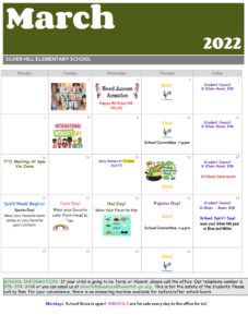 March 2022 School Calendar